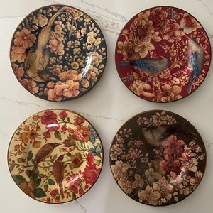 Sabyasachi for Pottery Barn Set of 4 Plates with Birds and Flowers